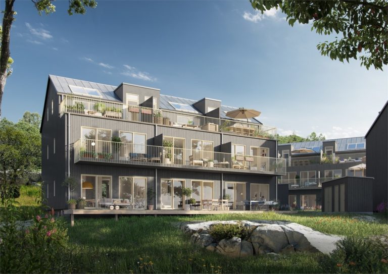 Visualisering av nyproduktion flerbostadshus på Styrsö Skäret
