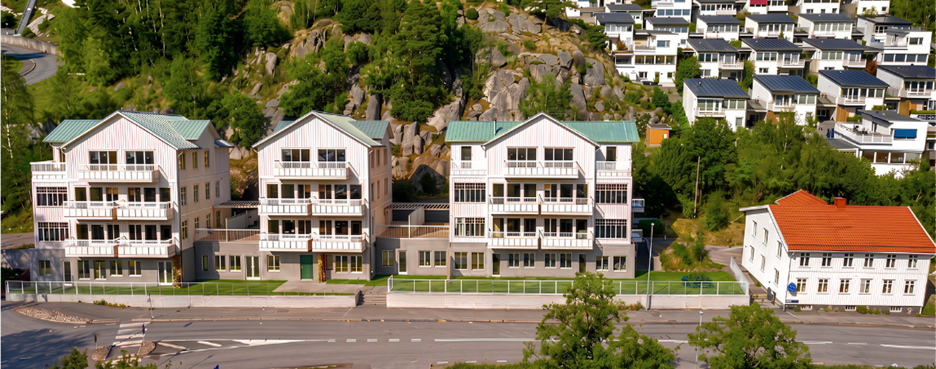 Renderingsbild med klickbara lägenheter